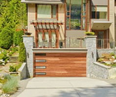 Faux wood garage door
