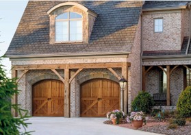Wood carriage house garage door